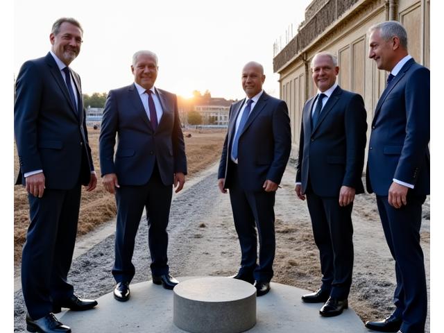 Cérémonie de pose de la première pierre de la Résidence Harmonie avec les dirigeants d'ArchiVerse Révèle et les investisseurs.
